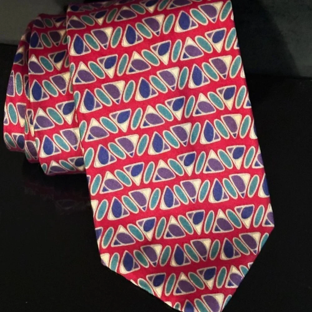 Christian Dior Martini Glasses Silk Tie Red Purple Mid Century Modern Modernist